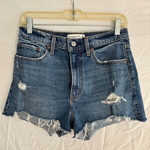 Abercrombie & Fitch Curve Love Women's Distressed Blue Jean Shorts